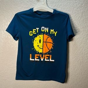 Boys blue basketball/smiley shirt